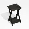 Furinno SIMPLE DESIGN Side Table Set of 2, 2-Tier Modern End Table with Soft Edges, Open Shelves Night Stand, Bedside Table, for Living Room, Bedroom, French Oak(Black Espresso)