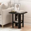 Furinno SIMPLE DESIGN Side Table Set of 2, 2-Tier Modern End Table with Soft Edges, Open Shelves Night Stand, Bedside Table, for Living Room, Bedroom, French Oak(Espresso)