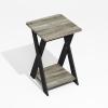 Furinno SIMPLE DESIGN Side Table Set of 2, 2-Tier Modern End Table with Soft Edges, Open Shelves Night Stand, Bedside Table, for Living Room, Bedroom, French Oak(Grey Oak)