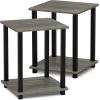 Furinno Simplistic End Table Set Turn-S-Tube Wide TV Entertainment Center(French Oak Grey/Black)