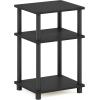 Furinno Simplistic Study Table, Espresso & Just 3-Tier Turn-N-Tube End Table/Side Table/Night Stand/Bedside Table with Plastic Poles, 1-Pack, Americano/Black(Espresso)