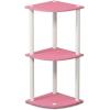 Furinno Simplistic Study Table, Espresso & Just 3-Tier Turn-N-Tube End Table/Side Table/Night Stand/Bedside Table with Plastic Poles, 1-Pack, Americano/Black(Pink/White)