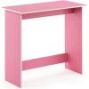 Furinno Simplistic Study Table, Espresso & Just 3-Tier Turn-N-Tube End Table/Side Table/Night Stand/Bedside Table with Plastic Poles, 1-Pack, Americano/Black(Pink/White)