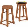 Furinno TIOMAN Patio Table, Outdoor Side Table, Patio Bar Table, Coffee Table in Teak Oil, for Patio, Garden, Porch, Natural(Set of 2 Bar Stool)