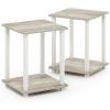 Furinno Turn-N-Tube No Tools 3D 3-Tier Entertainment TV Stand up to 50 inch TV, Round Tubes, Oak & Simplistic Set of 2 End Table, Sonoma Oak/White