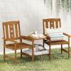 Furinno DALAM Outdoor Dining Set, Bistro Set with Attached Coffee Table and Umbrella Hole, for Patio, Garden, Porch, Natural