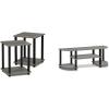 Furinno Simplistic End Table Set Turn-S-Tube Wide TV Entertainment Center(French Oak Grey/Black)