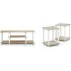 Furinno Turn-N-Tube No Tools 3D 3-Tier Entertainment TV Stand up to 50 inch TV, Round Tubes, Oak & Simplistic Set of 2 End Table, Sonoma Oak/White
