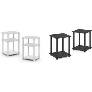 Furinno 2-Pack End Tables and 2 End Tables Espresso/Black