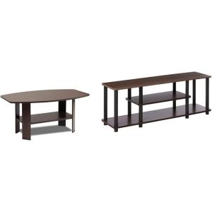 Furinno Simple Design Coffee Table and 2 End Tables, Espresso(Dark Brown)