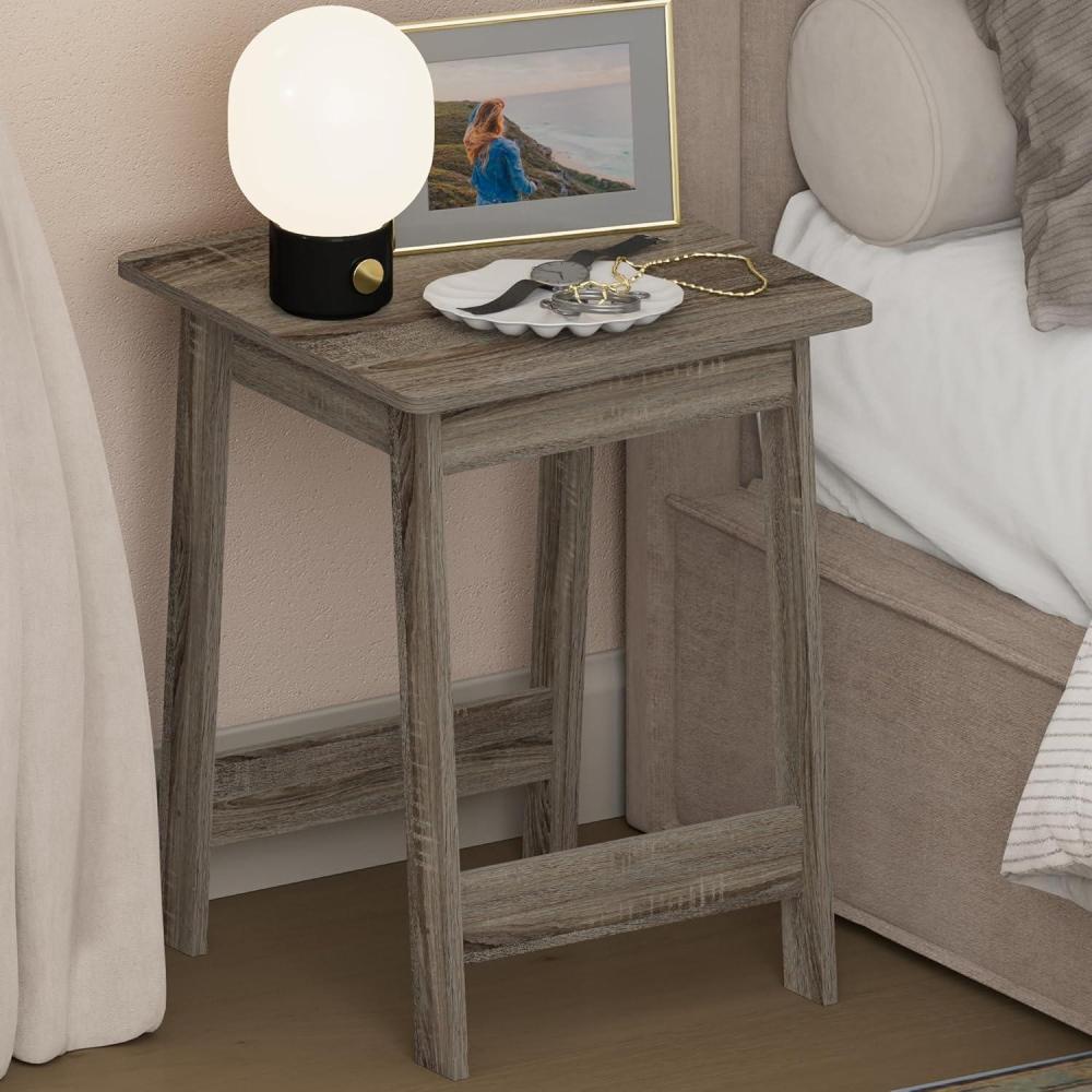 imageFurinno Beginning Night Stand Square Nightstand Wood Bedside Table with HLegs Side Table End Table Easy Assembly for Bedroom Closet Living Room EspressoFrench Oak