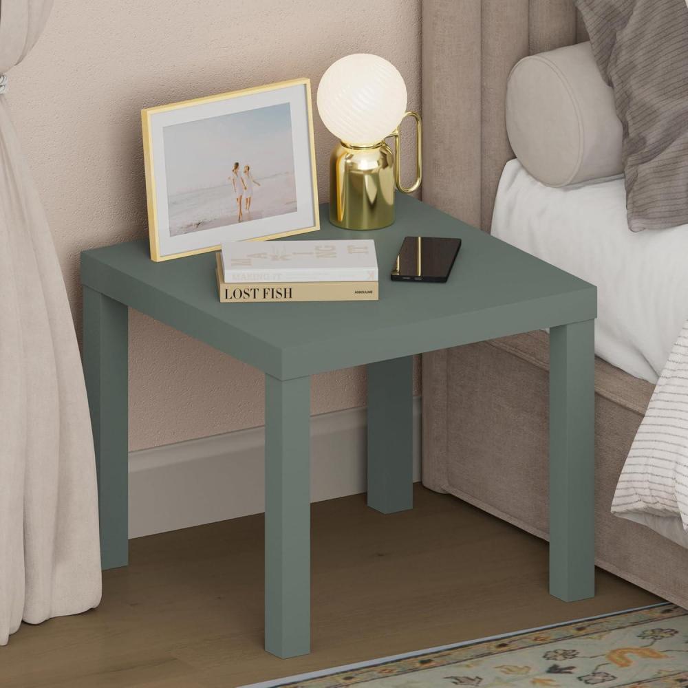 imageFurinno Classic Night Stand Square Nightstand with 18 Thick Tabletop Thick Frame 4Leg Side Table End Table Bedside Table Toolless Assembly for Bedroom Closet Living Room Sage Green