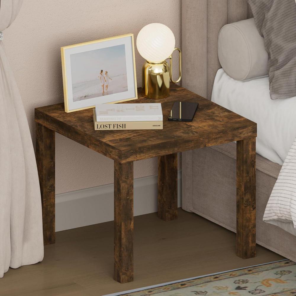 imageFurinno Classic Night Stand Square Nightstand with 18 Thick Tabletop Thick Frame 4Leg Side Table End Table Bedside Table Toolless Assembly for Bedroom Closet Living Room Amber Pine