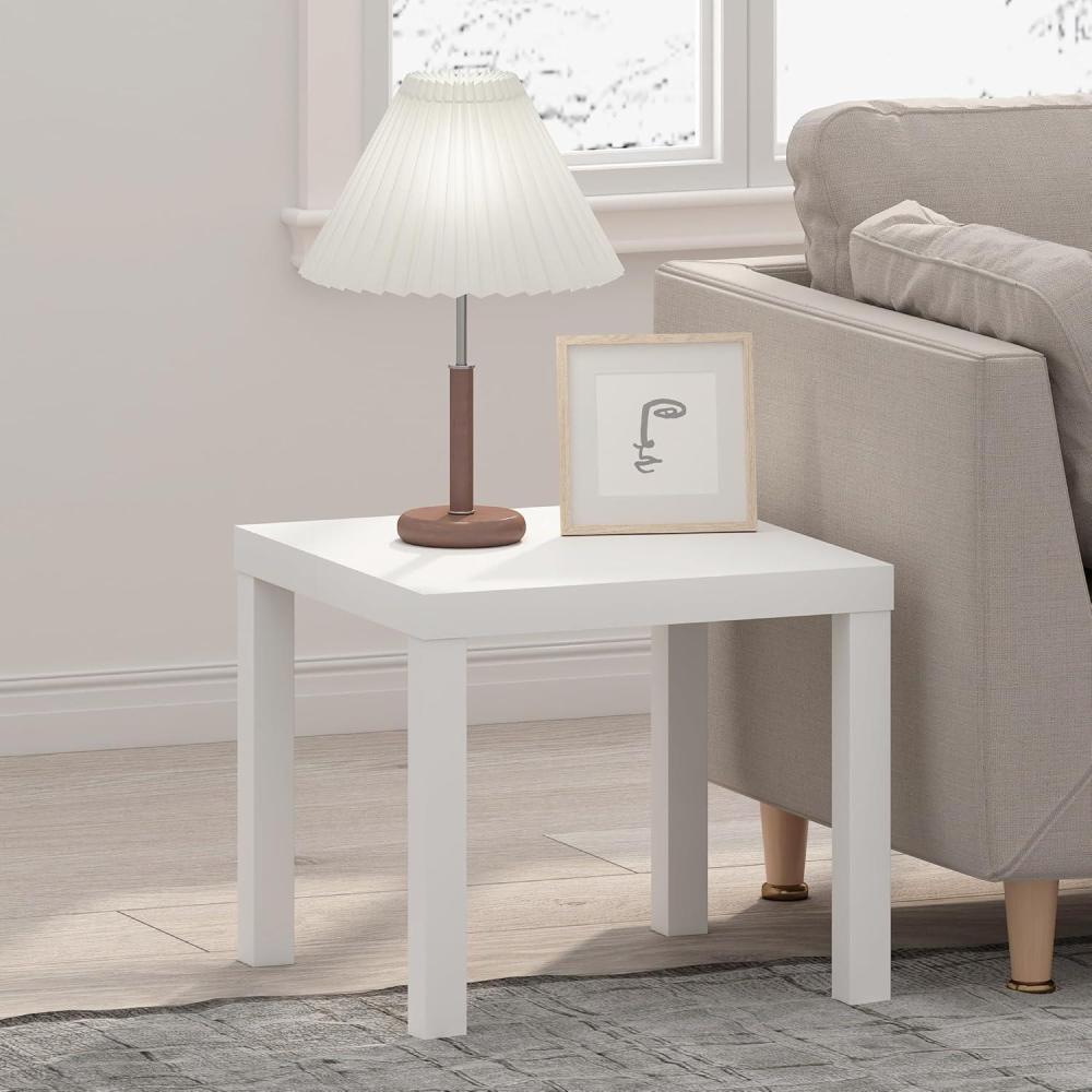 imageFurinno Classic Side Table Square Modern End Table with 18 Thick Tabletop Simple Night Stand Bedside Table Toolless Assembly for Living Room Bedroom Plain White