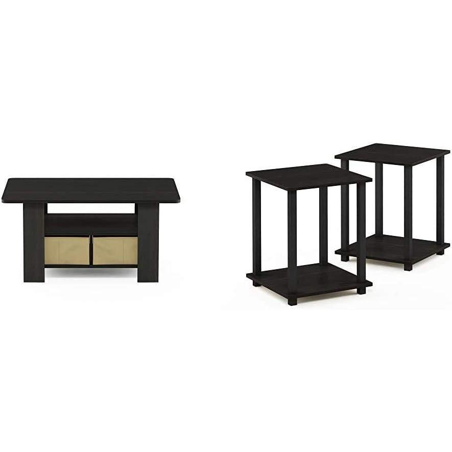 imageFurinno Coffee Table with Bins and 2 End Tables