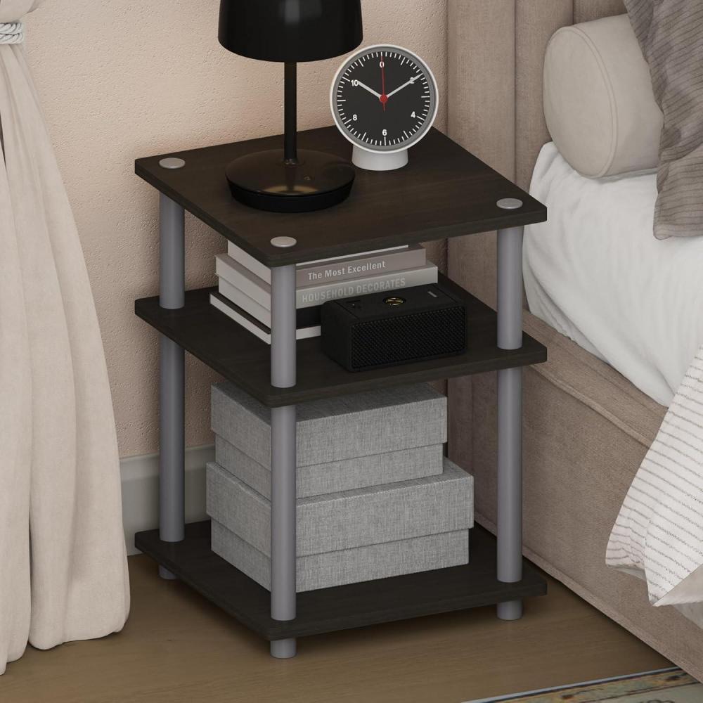 imageFurinno TurnNTube Night Stand 3Tier Nightstand Open Shelves Bedside Table Side Table End Table Easy Assembly for Bedroom Closet Living Room French OakEspressoBlack