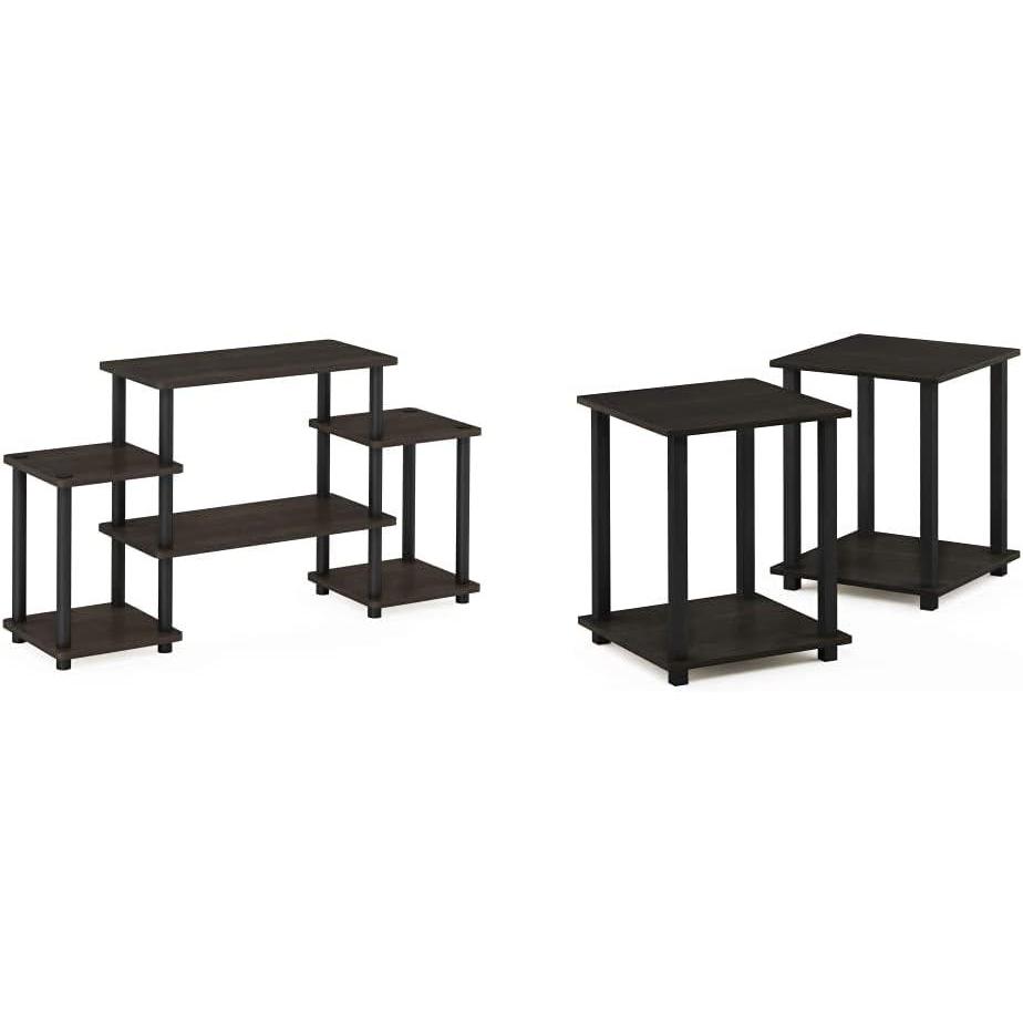 imageFurinno TurnNTube No Tools Entertainment TV Stands Dark BrownBlack amp Simplistic End Table EspressoBlack
