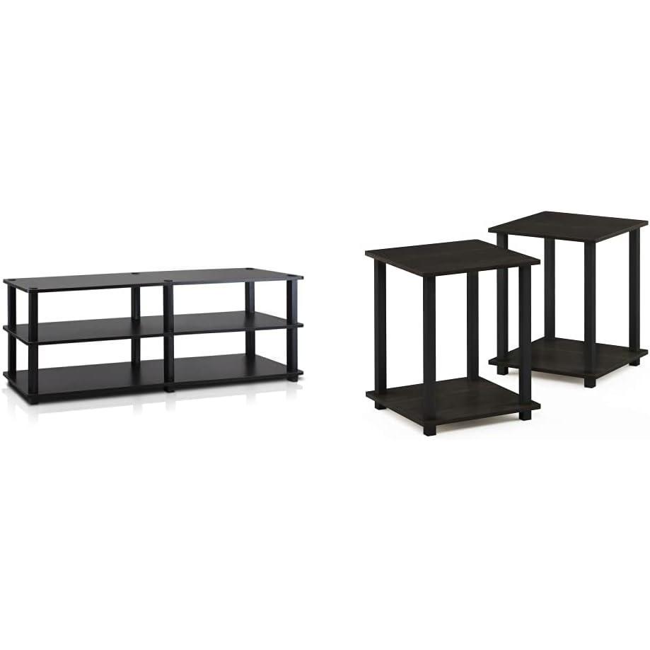 imageFurinno TurnSTube 3Tier TV Stand and End Tables Set EspressoBlack