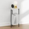 Furinno BESI Night Stand, 2-Tier Tall Round Nightstand with Metal Legs, Metal Frame Narrow End Table with Open Shelf, Side Table, Bedside Table, for Bedroom, Closet, Living Room, White