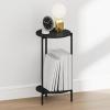 Furinno BESI Night Stand, 2-Tier Tall Round Nightstand with Metal Legs, Metal Frame Narrow End Table with Open Shelf, Side Table, Bedside Table, for Bedroom, Closet, Living Room, Americano