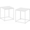 Furinno CAMNUS Side Table Set of 2, Metal Frame End Table, Night Stand, Bedside Table, Easy Assembly, for Living Room, Bedroom, White(White/White)