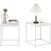 Furinno CAMNUS Side Table Set of 2, Metal Frame End Table, Night Stand, Bedside Table, Easy Assembly, for Living Room, Bedroom, White(White/White)