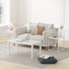 Furinno CAMNUS Side Table Set of 2, Metal Frame End Table, Night Stand, Bedside Table, Easy Assembly, for Living Room, Bedroom, White(White/White)