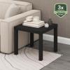 Furinno Classic Side Table, Square Modern End Table with 1.8 Thick Tabletop, Simple Night Stand, Bedside Table, Toolless Assembly, for Living Room, Bedroom, Classic Black