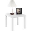 Furinno Classic Side Table, Square Modern End Table with 1.8 Thick Tabletop, Simple Night Stand, Bedside Table, Toolless Assembly, for Living Room, Bedroom, Plain White