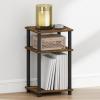 Furinno JUST Night Stand, 3-Tier Turn-N-Tube Nightstand, Toolless Bedside Table, End Table, Side Table with Open Storage, for Bedroom, Closet, Living Room, Amber Pine