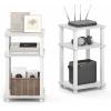 Furinno JUST Side Table Set of 2, 3-Tier Open Shelf Modern End Table, Toolless Assembly Night Stand, Bedside Table with Square Tube, for Living Room, Bedroom, White
