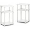 Furinno JUST Side Table Set of 2, 3-Tier Open Shelf Modern End Table, Toolless Assembly Night Stand, Bedside Table with Square Tube, for Living Room, Bedroom, White