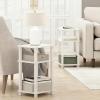 Furinno JUST Side Table Set of 2, 3-Tier Open Shelf Modern End Table, Toolless Assembly Night Stand, Bedside Table with Square Tube, for Living Room, Bedroom, White