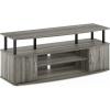 Furinno Jaya Large Entertainment Stand for TV Up to 55 Inch, French Oak Grey/Black Simplistic Set of 2 End Table, French Oak Grey/Grey