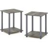 Furinno Jaya Large Entertainment Stand for TV Up to 55 Inch, French Oak Grey/Black Simplistic Set of 2 End Table, French Oak Grey/Grey