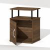 Furinno Jaya Night Stand with Door, Nightstand with Open Shelf and Door Cabinet, Round Corner Bedside Table, Side Table, End Table, for Bedroom, Closet, Living Room, Columbia Walnut(Columbia Walnut/Black)