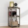 Furinno Romain Nightstand, 2-Tier Tall Night Stand with Open Shelf, Open Frame Bedside Table, End Table, Side Table, Easy Assembly, for Bedroom, Closet, Living Room, French Oak