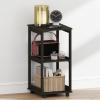 Furinno Romain Nightstand, 2-Tier Tall Night Stand with Open Shelf, Open Frame Bedside Table, End Table, Side Table, Easy Assembly, for Bedroom, Closet, Living Room, Espresso