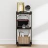 Furinno Romain Nightstand, 2-Tier Tall Night Stand with Open Shelf, Open Frame Bedside Table, End Table, Side Table, Easy Assembly, for Bedroom, Closet, Living Room, Espresso