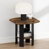 Furinno TIDUR Night Stand, 2-Tier Open Shelf Design Nightstand with Storage Shelf, Round Corner Bedside Table, End Table, Side Table, for Bedroom, Closet, Living Room, Amber Pine