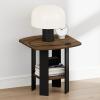 Furinno TIDUR Night Stand, 2-Tier Open Shelf Design Nightstand with Storage Shelf, Round Corner Bedside Table, End Table, Side Table, for Bedroom, Closet, Living Room, Columbia Walnut