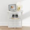 Furinno TIDUR Night Stand, 2-Tier Oval Nightstand with Round Edge Tabletop, Open Shelf Bedside Table, End Table, Side Table, for Bedroom, Closet, Living Room, White