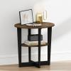 Furinno TIDUR Night Stand, 2-Tier Oval Nightstand with Round Edge Tabletop, Open Shelf Bedside Table, End Table, Side Table, for Bedroom, Closet, Living Room, Columbia Walnut