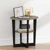 Furinno TIDUR Night Stand, 2-Tier Oval Nightstand with Round Edge Tabletop, Open Shelf Bedside Table, End Table, Side Table, for Bedroom, Closet, Living Room, French Oak