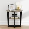 Furinno TIDUR Night Stand, 2-Tier Oval Nightstand with Round Edge Tabletop, Open Shelf Bedside Table, End Table, Side Table, for Bedroom, Closet, Living Room, French Oak