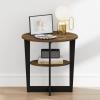 Furinno TIDUR Night Stand, 2-Tier Oval Nightstand with Round Edge Tabletop, Open Shelf Bedside Table, End Table, Side Table, for Bedroom, Closet, Living Room, Columbia Walnut