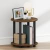 Furinno Turn-N-Tube NGHT Stand, 2-Tier Small Round Nightstand, Toolless Assembly End Table with Open Shelf, Bedside Table, Side Table, for Bedroom, Closet, Living Room, Amber Pine(Amber Pine)
