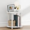 Furinno Turn-N-Tube NGHT Stand, 2-Tier Small Round Nightstand, Toolless Assembly End Table with Open Shelf, Bedside Table, Side Table, for Bedroom, Closet, Living Room, Amber Pine(Marble White)