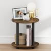 Furinno Turn-N-Tube NGHT Stand, 2-Tier Small Round Nightstand, Toolless Assembly End Table with Open Shelf, Bedside Table, Side Table, for Bedroom, Closet, Living Room, Amber Pine(Amber Pine)