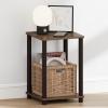 Furinno Turn-N-Tube Night Stand, 2-Tier Open Shelf Design Nightstand, Toolless Square Bedside Table, End Table, Side Table, for Bedroom, Closet, Living Room, Dark Cherry(Walnut/Brown)
